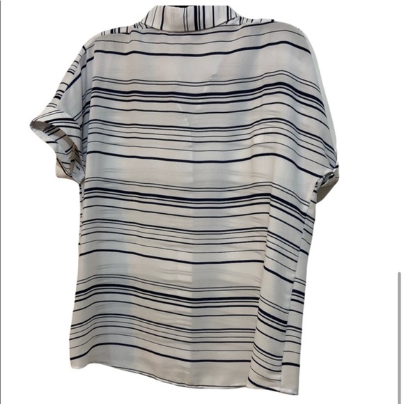 ALFANI white black stripe sheer blouse 10P - Picture 8 of 9